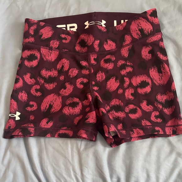 Under Armour Women's Burgundy Leopard Print Shorts - Picture 1 of 2